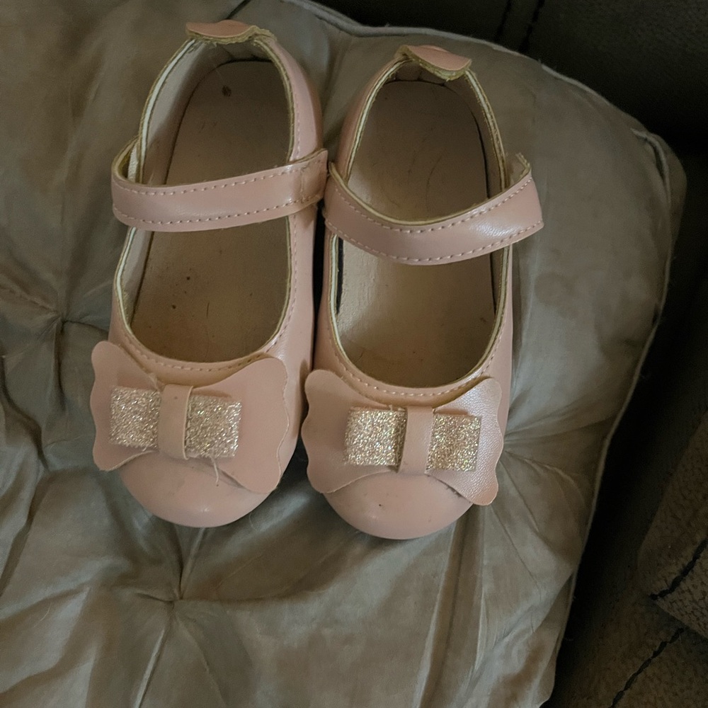 Pink Glitter Bow Kids Shoes